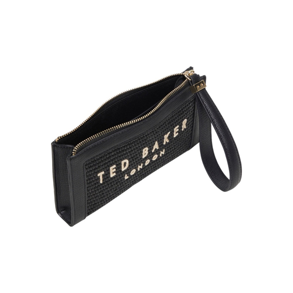 Ted Baker Naomi Raffia Black Woven Wristlet Clutch One Size NLS